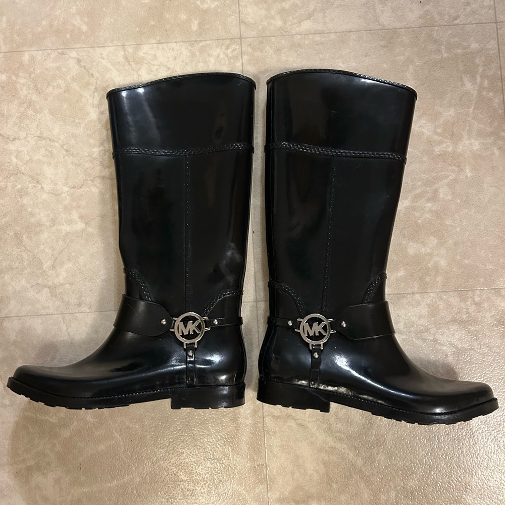 Michael Kors Glossy Black Rain Boots